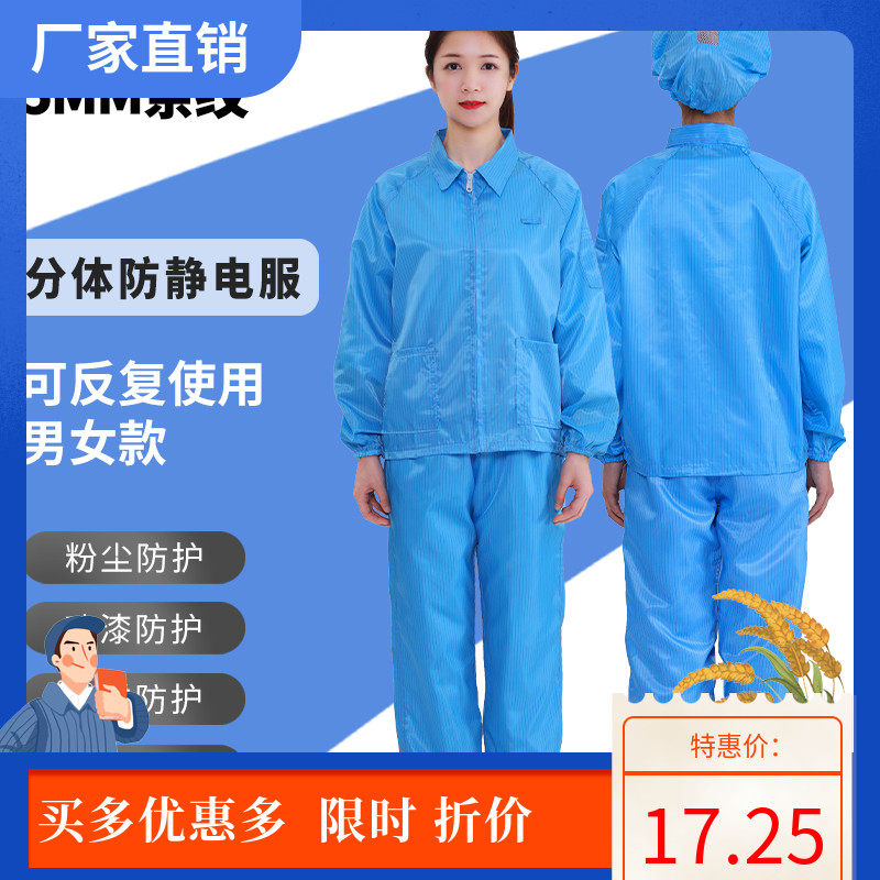 Anti-static two-piece clothing hat-free work-clothing pharmaceutical paint dust-free dust-proof food two pieces of clothing without hat-free work clothing