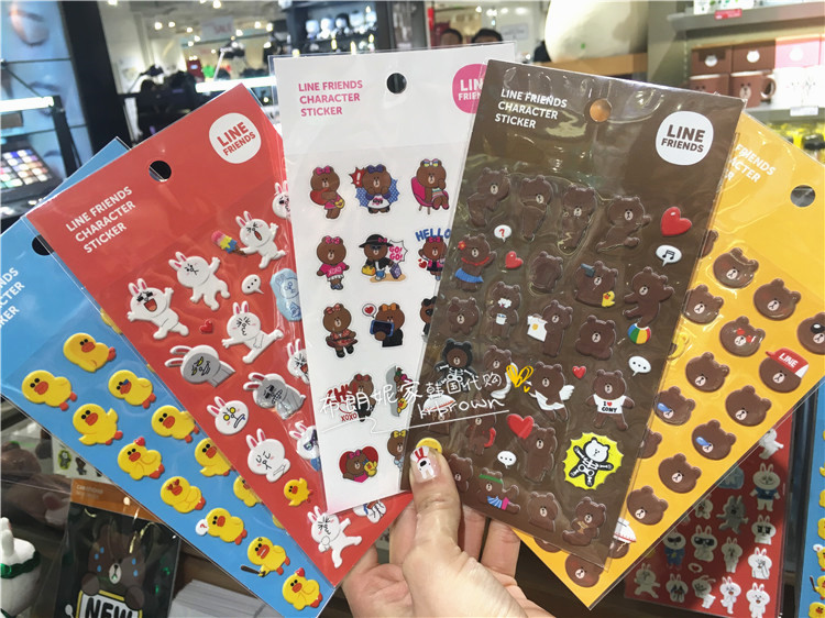 South Korea LINE FRIENDS Brown Bear sticker stereo foaming adhesive drawing hand account mobile phone computer to decorate spot