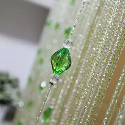 Real shot fresh and elegant green beads imitation crystal line curtain door curtain hanging curtain partition entrance tassel shop can be customized encrypted