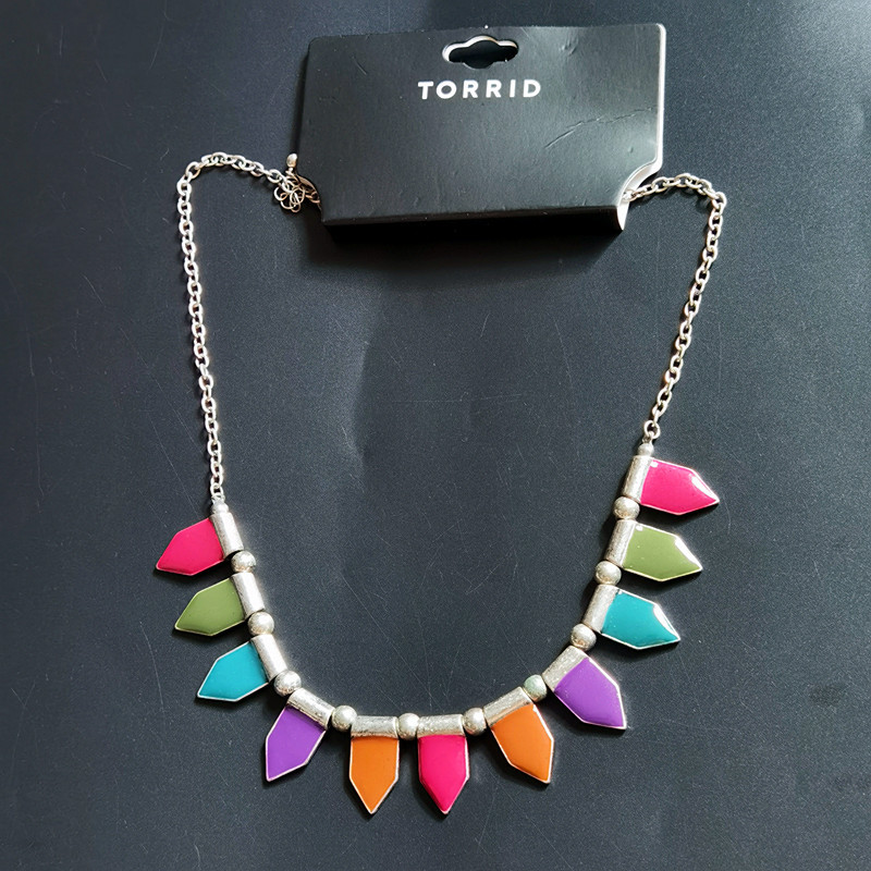 European and American Foreign Trade Torrid Versatile Dopamine Colorful Geometric Pendant Niche Fashion Metal Women's Necklace F53