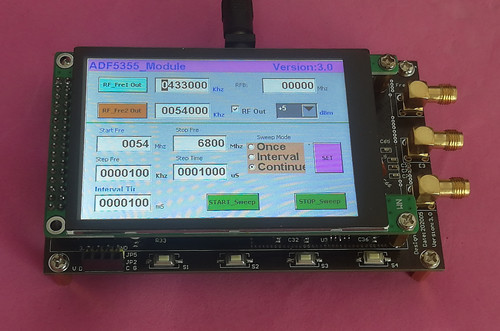 Adf5355 Module 3.5inch Capacitive Color Screen Rf Signal Source Vco Microwave Frequency Synthesizer Original