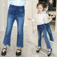 Mùa thu 2018 mới cho bé gái ba chiếc quần denim ống loe trẻ em lớn thời trang quần âu hoang dã rung động quần jean trẻ em xuất khẩu