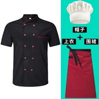 Черный фартук, шапка, короткий рукав