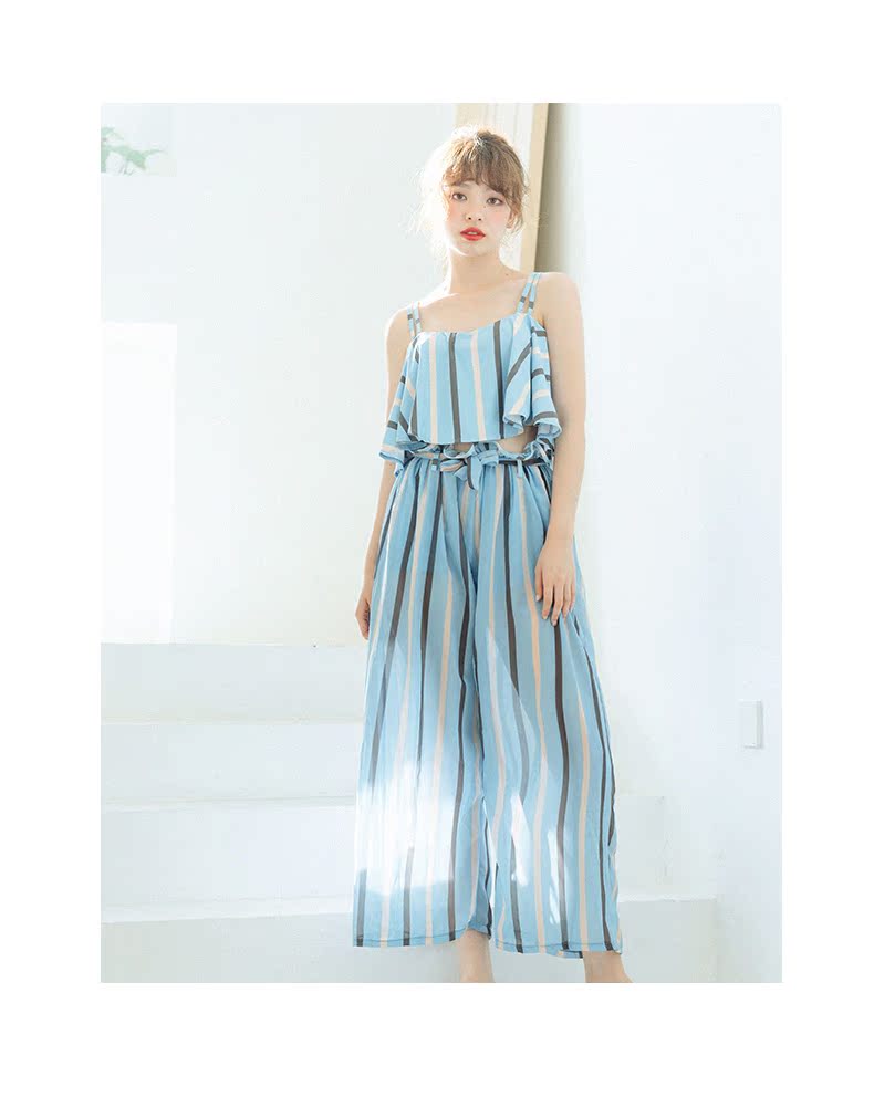 Áo tắm nữ đào nhỏ chia ba mảnh Hàn Quốc gợi cảm mỏng ngực nhỏ tụ tập quần sọc áo tắm - Bộ đồ bơi hai mảnh 	đồ bơi 2 mảnh quần
