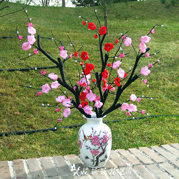 Hand-emulated Rameflower Branches Dried Branches Peach Blossom Living-room Furnishing Livingroom Decoration Flowers Simulation Floral Decoration Fake Flowers