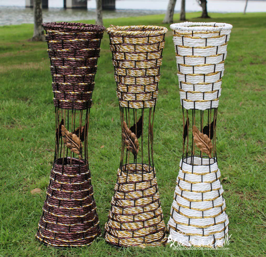 Fashion Modern Minimalist Hand Woven Dry Flower Vase Fields Garden Vine choreography Living room Small brute waist floor large vase