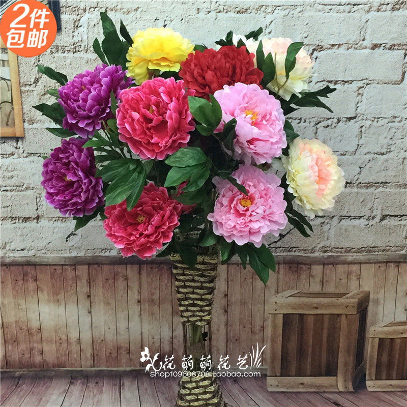 Living room landing simulation peony flower 3 large peony simulation fake flower decoration manufacturer direct sales of simulation plant special price