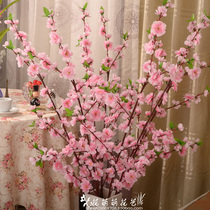 Emulated Peach Blossom Branches Plum Blossom Cherry Blossom Fake Flower flowers and ground floral floral livingroom to display Spring Festival Decorative Wholesale