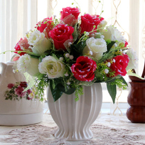 Eurostyle Emulation Bouquet Rose Silk Flower Suit Swing Piece Living-room Interior Decoration Pendulum Pieces Table Plastic Fake Flowers Dry Flowers