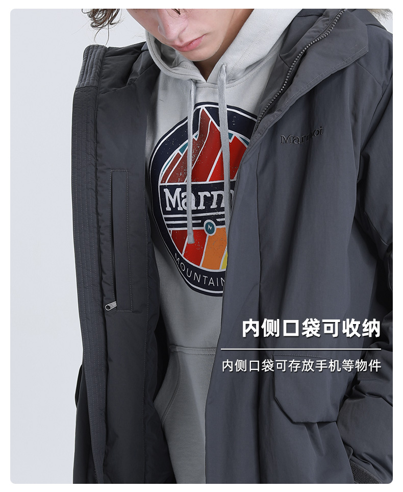 顶级户外 土拨鼠Marmot 秋冬新款 180克700蓬拒水鹅绒 男中长派克羽绒服 图9