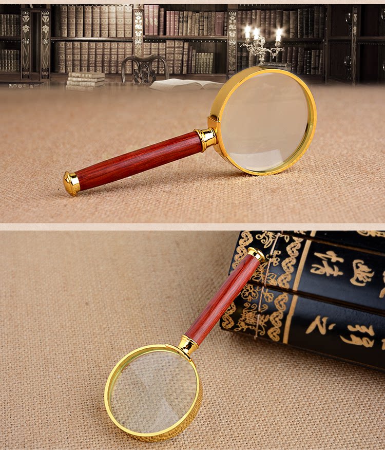 2022 original Weibo optical wooden handle 10 times handheld reading portable 50mm magnifying glass HD