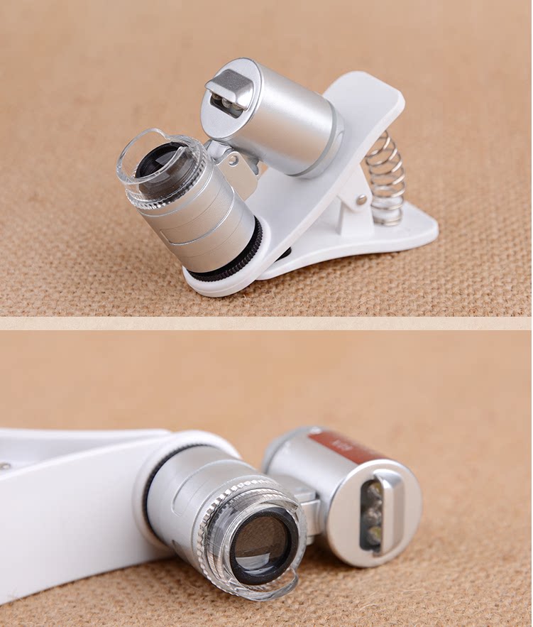 2021 original Weibo optical mobile phone clip type 60 times with LED light handheld outlets printed jewelry magnifier