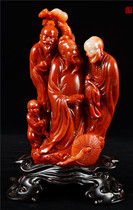 Old Sex Junction Crystal Glass Varieties Lao Full Red Coincidentally Sculpted Zhu Sand Freeze Pendulum Fitting Confucianism Provincial Craftsmanship Master Craftsman