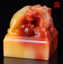 Shoushan Stone Junction Crystal Three Color Coincidentally Carved Candle Red Hibiscus Stone Seal Xianglong Drama Pearl Seal Engraving A Gift For The Rest Of The Day