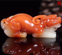 Fujian Shoushan Stone Boutique Knot Crystal Candle Red Peach Flower Ground Hibiscus Stone Handlebar Piece (leopard)
