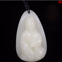 Collection Boutique Fujian Shoushan Stone Hibiscus Stone Junction Crystal Lotus Root Tips White Pendant (Guanyin)
