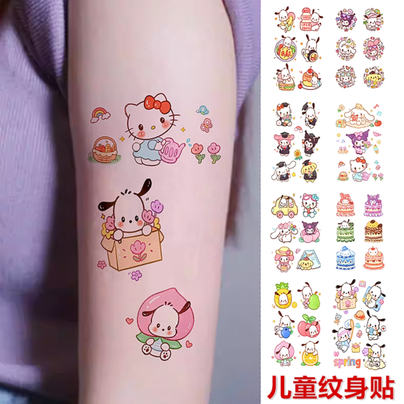 Melody, Hello Kitty, Sanrio, Kuromi Tattoo Stickers, Kidsren's Washable Student Series Stickers