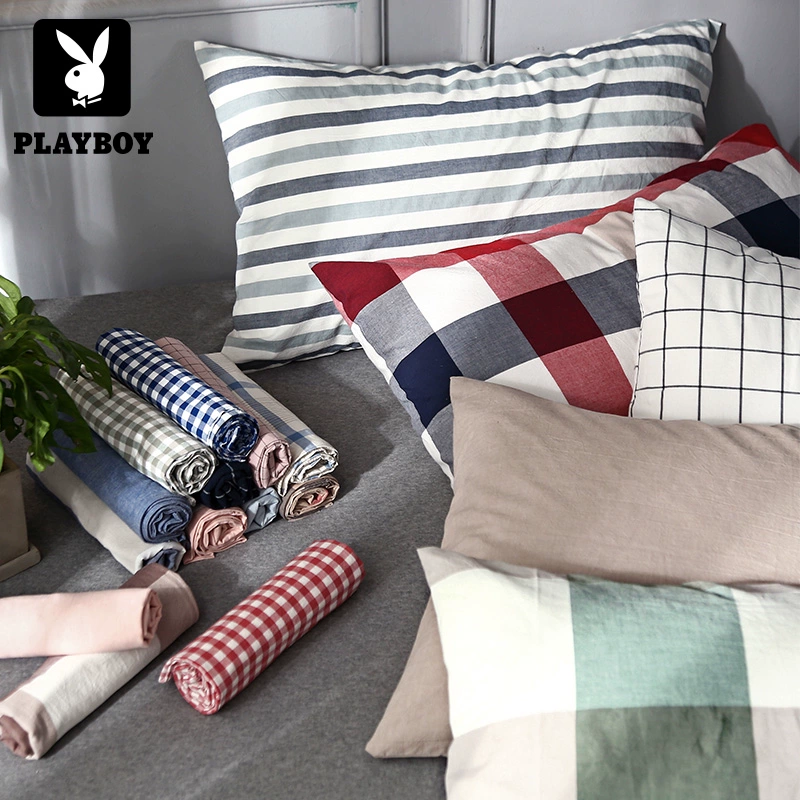 Playboy Home Dệt Bông giặt gối Vỏ sọc Kẻ sọc Ký túc xá Vỏ gối Hai cặp gối - Gối trường hợp