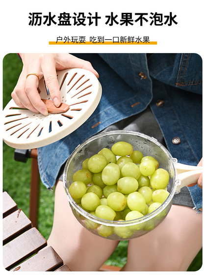 带盖洗果蔬篮厨房沥水篮家用2024新款多功能圆形果盘可折叠水果篮