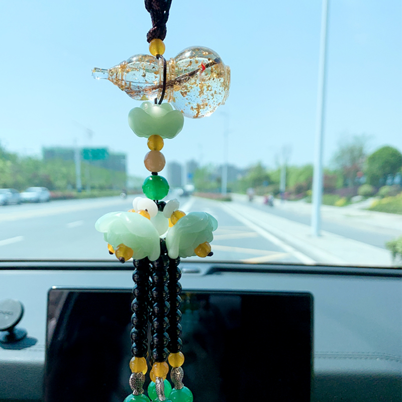 Baby fetal hair souvenir lanugo car pendant diy fetal hair umbilical cord milk teeth black agate Tibetan silver gourd car pendant