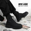 Martin Boots for Men, Winter British Style Black High-Top Leather Shoes, Men's Thick-Soled Height-Increasing American Motorcycle Work Short Boots