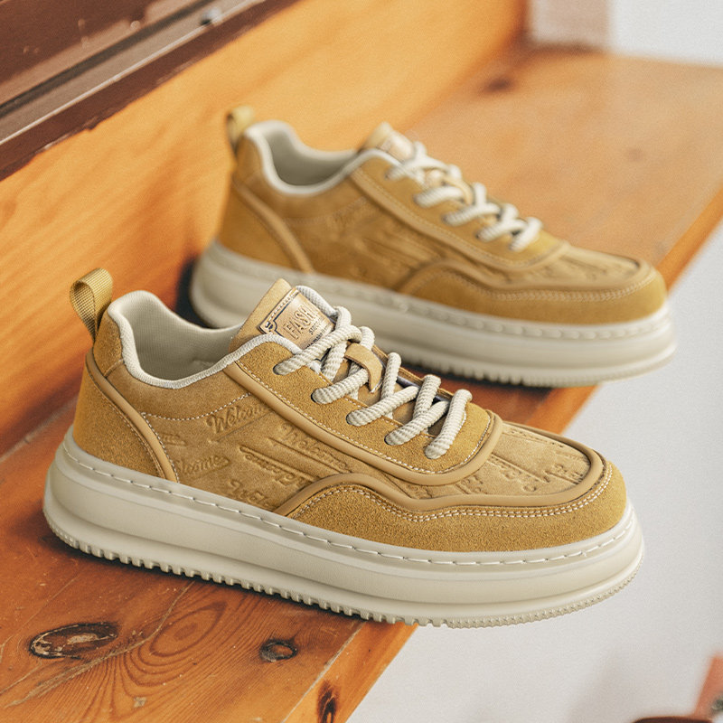 Men's Shoes, Autumn 2025 New Style, Versatile, High-End, Retro Genuine Leather Sneakers, Men's Height-Increasing Thick-Soled Casual Sports Trendy Shoes