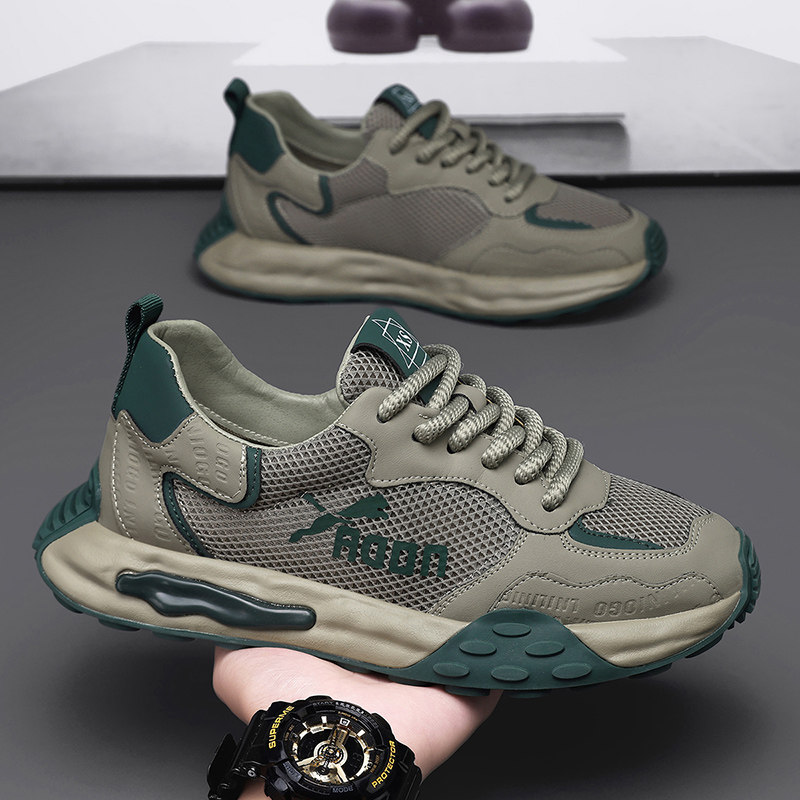 Men's Shoes 2025 New Summer Breathable Thin Mesh Sneakers Men's Sports Casual Running Forrest Gump Dad Shoes Trendy Shoes