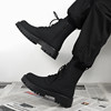 Martin Boots for Men, Winter British Style Black High-Top Leather Shoes, Men's Thick-Soled Height-Increasing American Motorcycle Work Short Boots