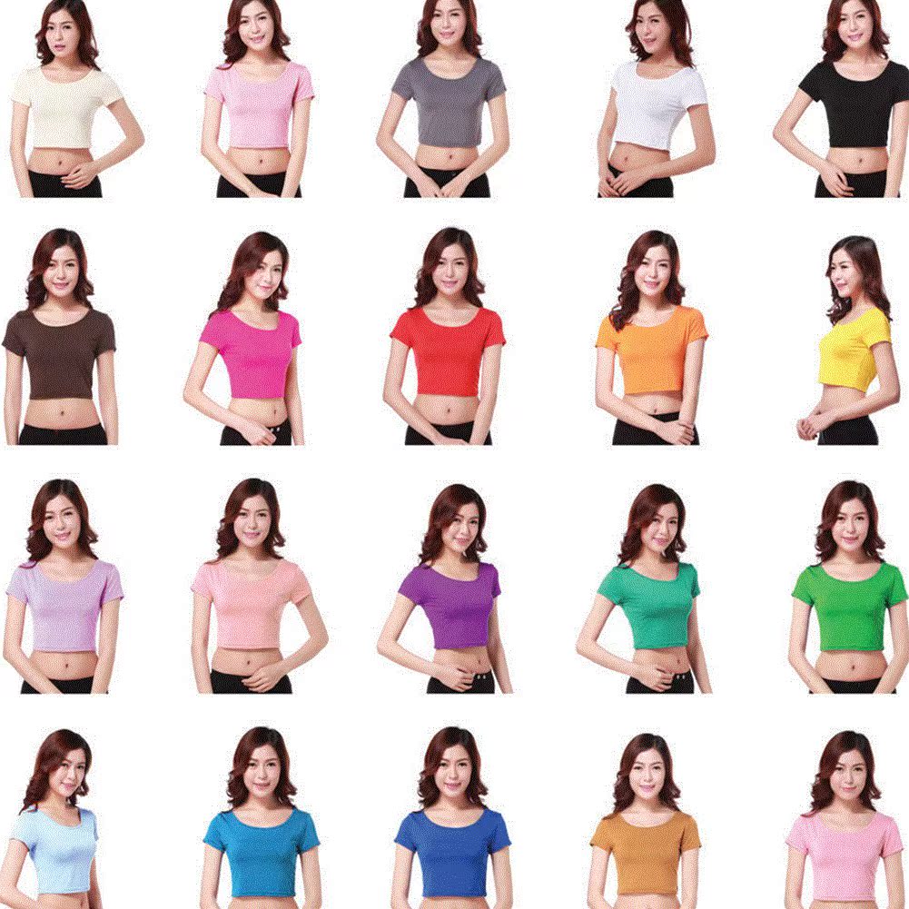 OM405女夏韓版短袖露臍T恤半身衫short crop top t-shirt women