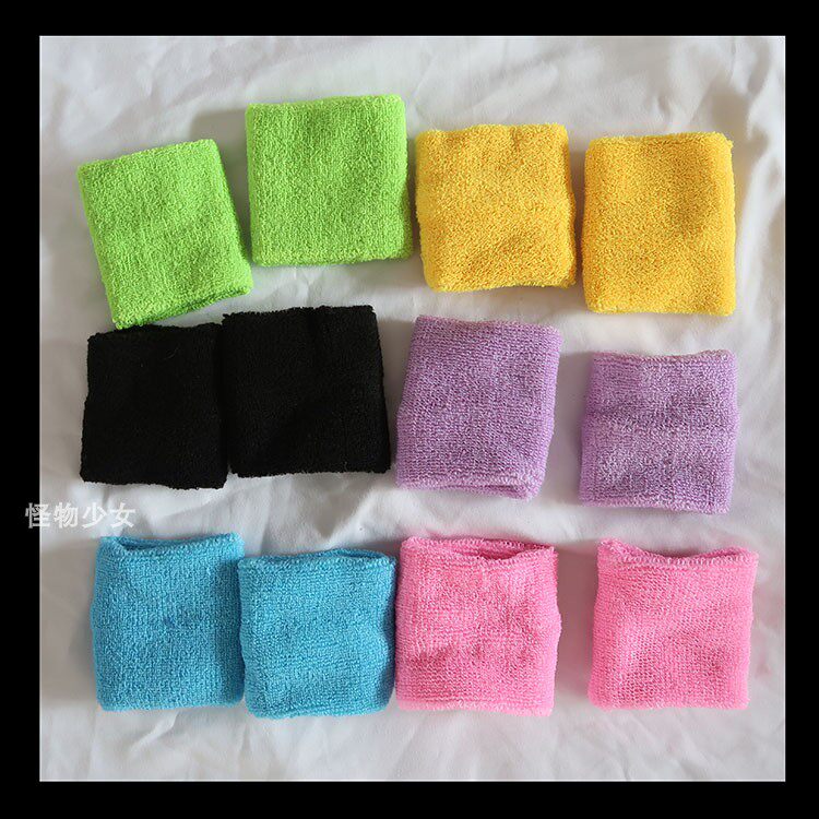 Monster girl in cute soft sister fashion purple pink sports wristwatch colours sweater wristband