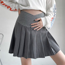 Maternity skirt spring and autumn outer wear pleated skirt low-waisted pregnancy short skirt autumn and winter loose belly support leggings skirt