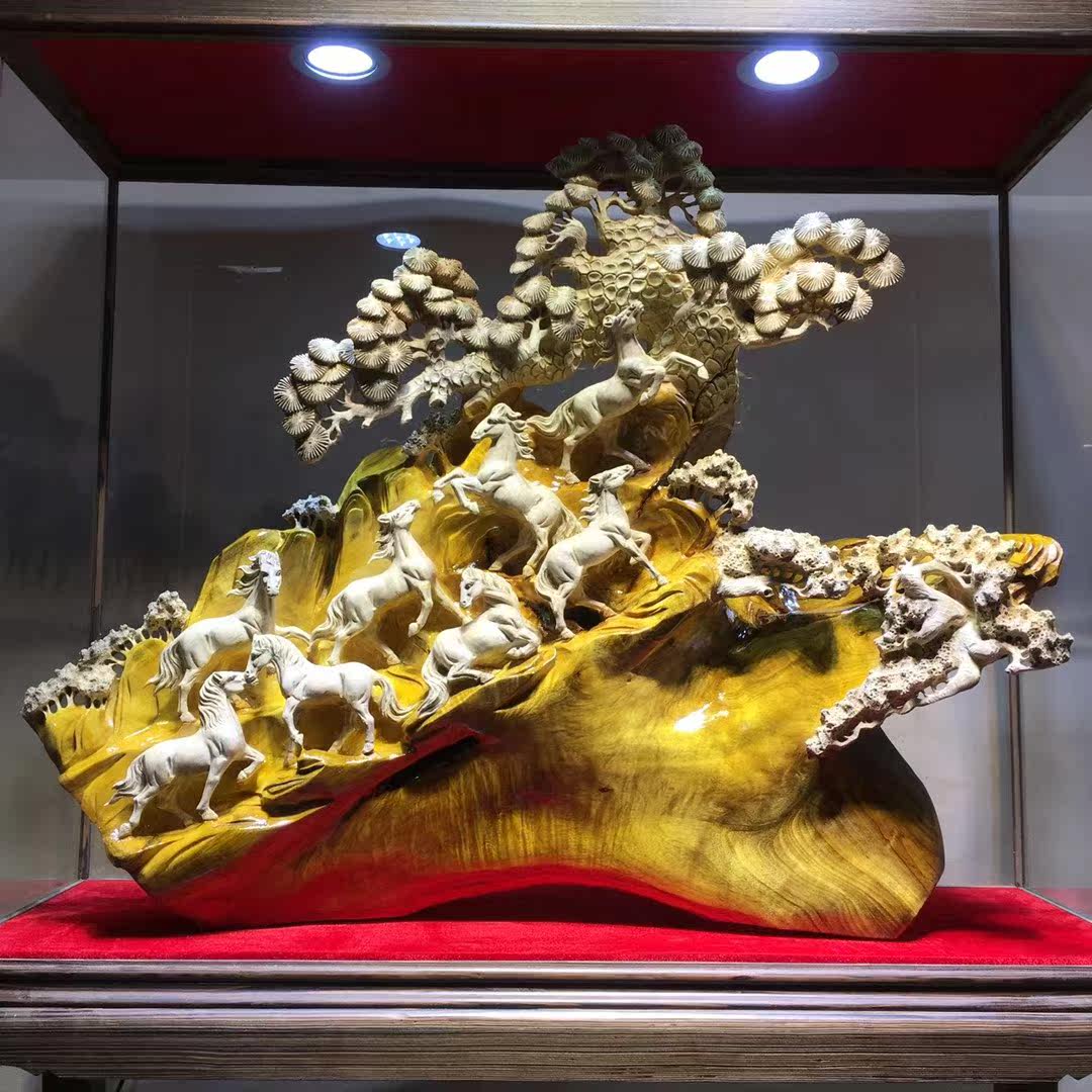 Cliff Bergen Sculpture Pendulum with natural tree root Eight Jun Majestic Wind Mass Le Buddha Damo Wood Large Landscape Artwork 525