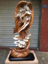 Solid Wood camphor wood hand carving wood carving root carving lucky goddess dream angel beautiful office table ornaments 821