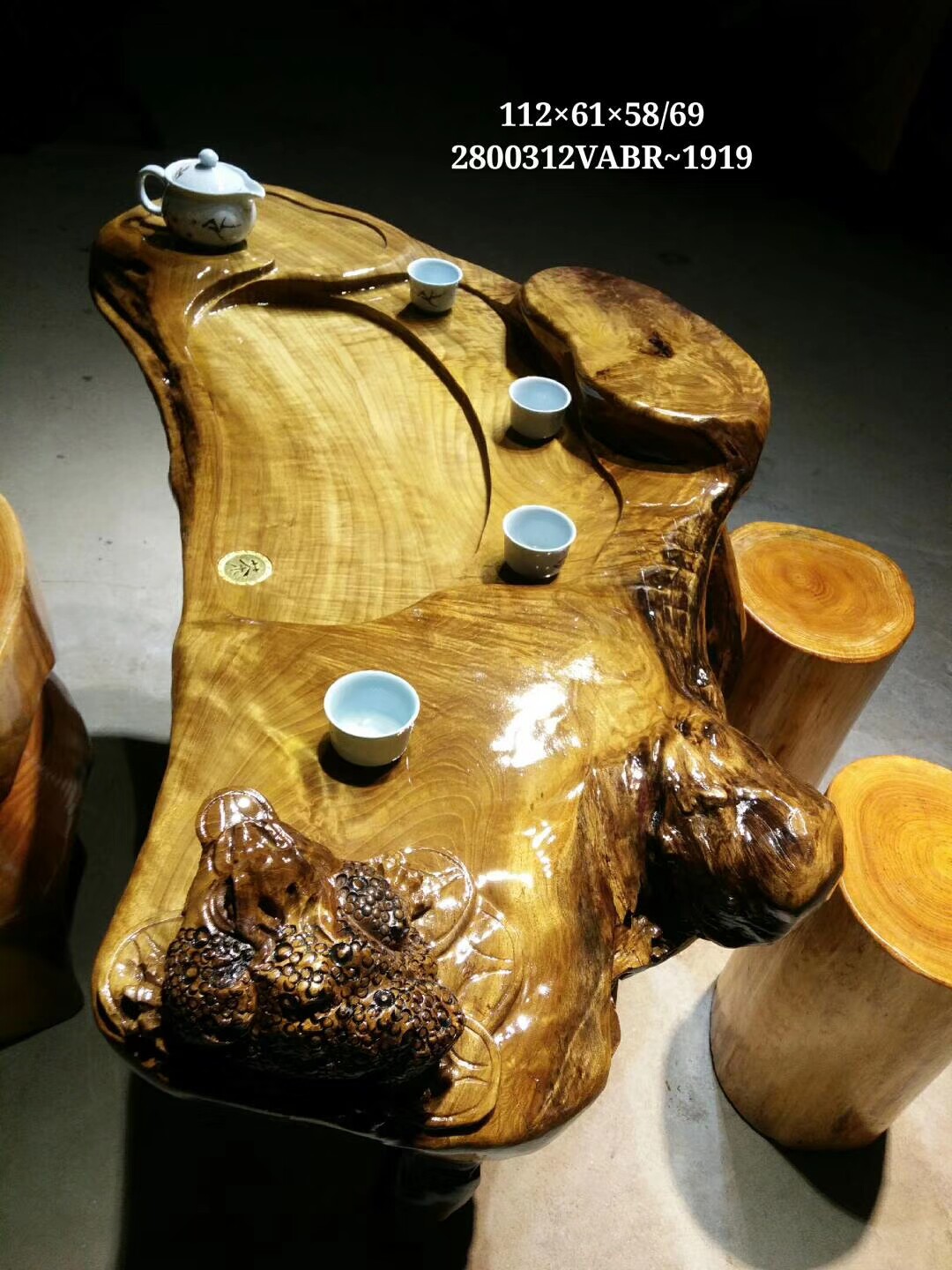 Golden Silk Nanmu Root Carved Whole Tree Root Solid Wood Tea Sea Tea Table Root Carved Tea Table Tree Root Tea Art Table Log 316-16