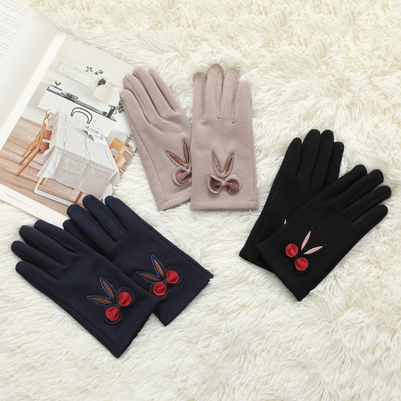 Touch screen stretch cotton gloves with thin velvet CHU mouth tail goods ladies warm lock temperature touch screen gloves