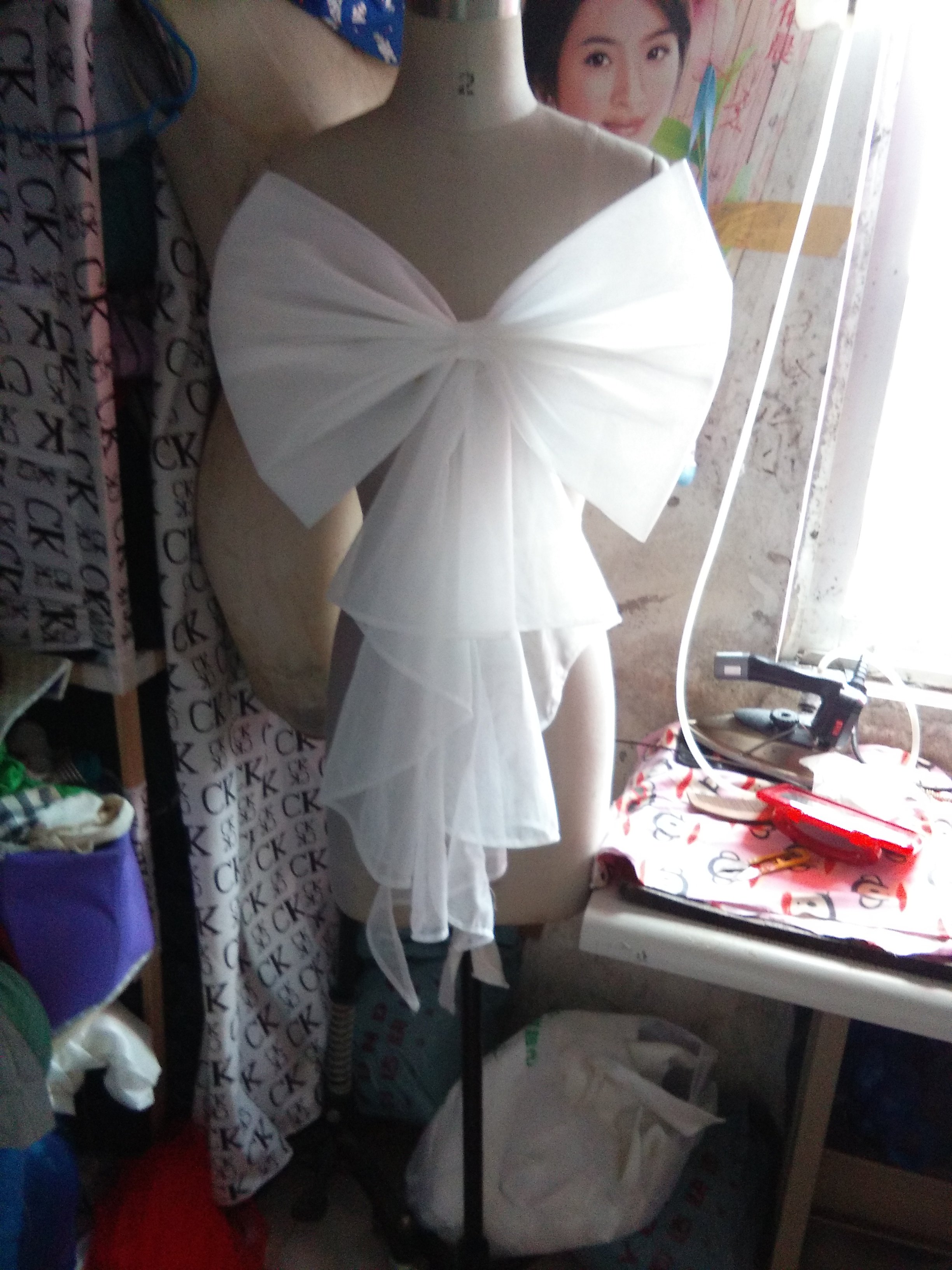 Wedding dress gown accessories back cover oversized meritocratic mesh veil white meritocratic oversize 45 cm bow tie-Taobao