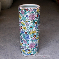 Jingdezhen ceramic vase Hand painted pastel calligraphy and painting cylinder Calligraphy and painting scroll cylinder Umbrella cylinder Living room entrance study ornaments