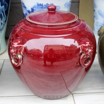 Jingdezhen Langhong porcelain antique lion head ceramic rice cylinder barrel wine jar storage tank 50 kg 100 kg