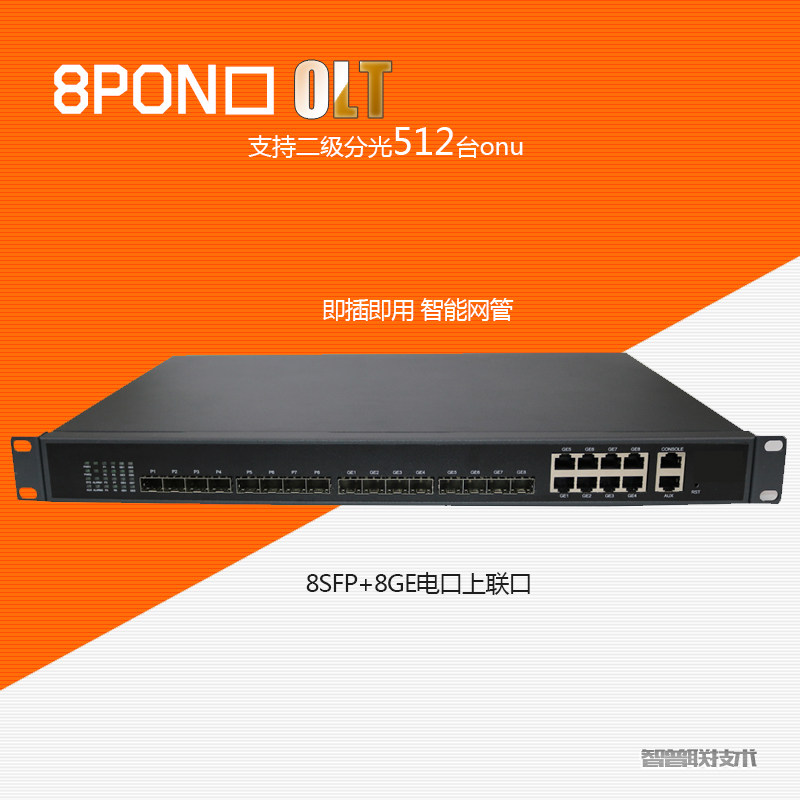 Community broadband optical fiber entry EPONOLLT 8PON port of plug and play support 512 onu monitoring security