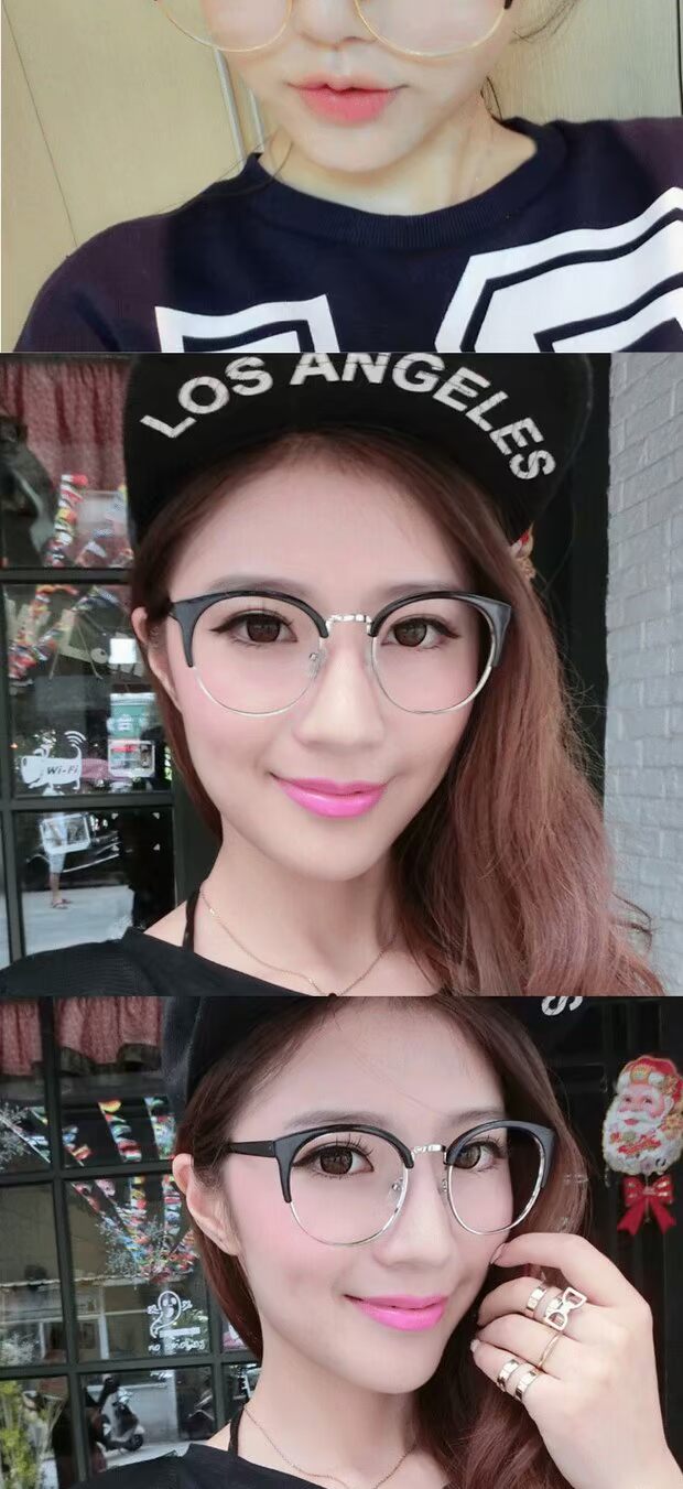 Kính khung nam retro xu hướng văn học thời trang nữ không có khung kính trắng Hàn Quốc trang trí trong suốt Hàn Quốc Harajuku kính burberry