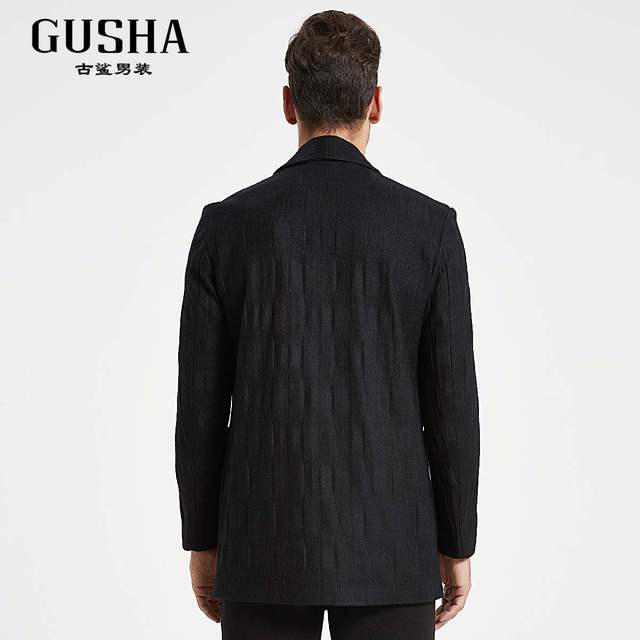ຊຸດຜ້າຂົນສັດໃນລະດູໜາວ Gusha ຂອງຜູ້ຊາຍ pleated ໂຄງສ້າງ ເສື້ອຢືດ cardigan ຍີ່ປຸ່ນ