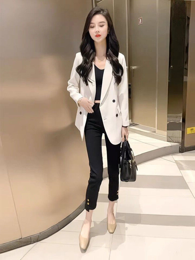 White Suit Jacket Woman Little Guy 2022 Spring Fall New Korean Version Casual Temperament Short West Suit Blouse