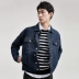 GXG áo khoác nam quần áo mùa thu nam thời trang giản dị màu xanh Hàn Quốc thanh niên denim áo khoác lỏng lẻo nam - Áo khoác đôi