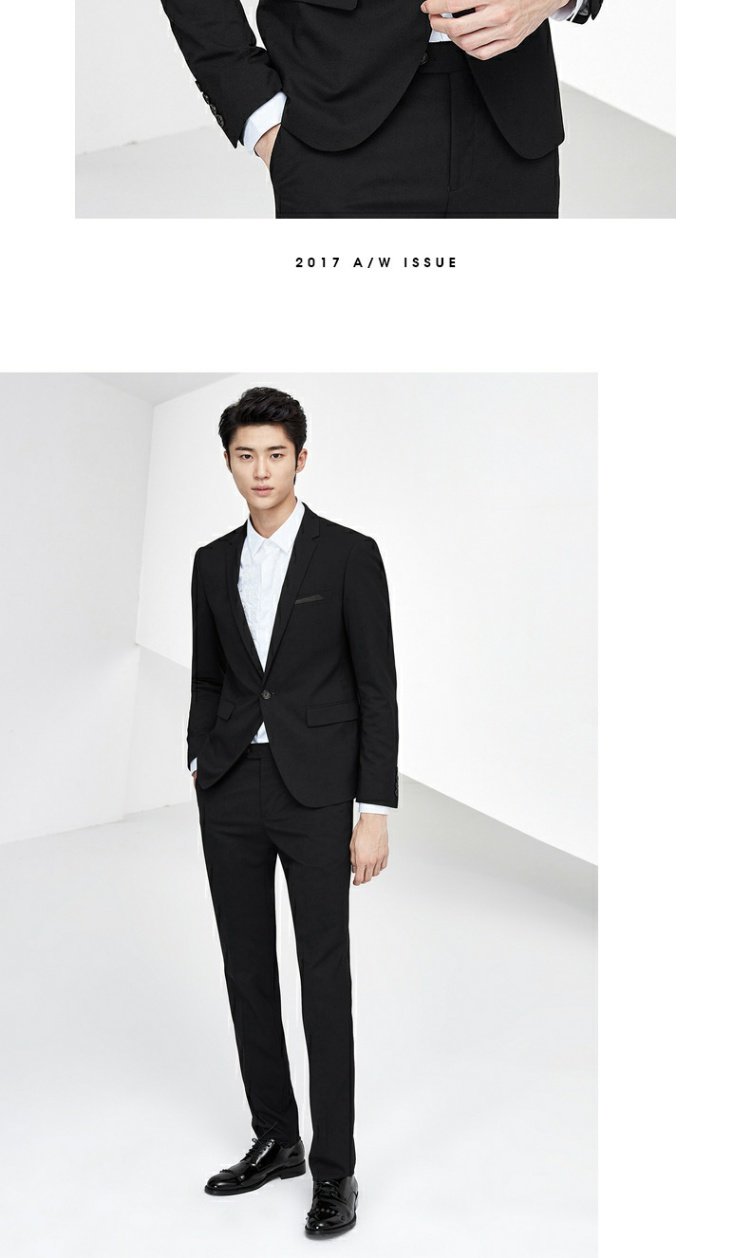GXG nam mùa thu nam thời trang đô thị Pop trẻ trung kinh doanh phù hợp với màu đen Slim Suit áo khoác nam - Cao bồi quần đũi nam