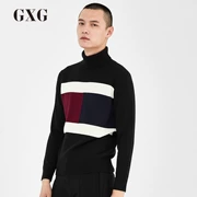 GXG nam mùa thu của người đàn ông Slim thời trang Casual đen cao cổ áo len dệt kim # 64210032