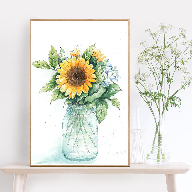 Sunflower Digital Oil Painting Diy Small Freshener Hand Painted Filled Painting Decompression Propylene Coat Color Painted Sunflower Oil Color Painting