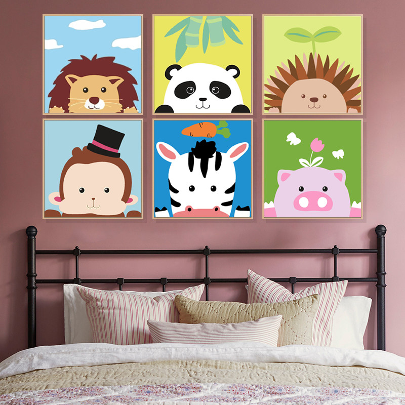 Digital Oil Painting Diy Children Puzzle Digital Cartoon Cartoon Small Size Mini Hand Painted Filled Graffiti Oil Color Painting