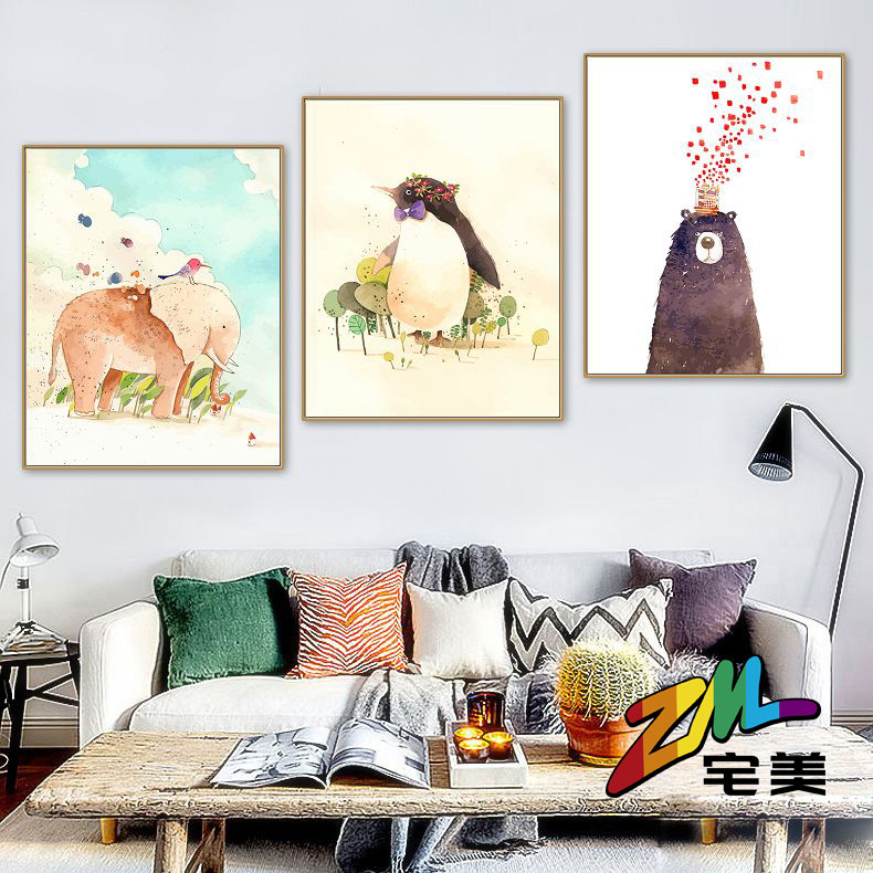 Digital Oil Painting Diy Healing Demuting Cute Animal Elephant Hand-painted Filling Hand Filled Color Painting Hanging Wall Oil Color Painting