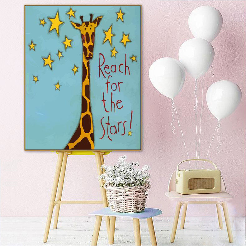 Giraffe Digital Oil Painting Children Diy Kid Stuffed Animal Painted painted Acrylic Hand Painted Graffiti Oil Color Painting