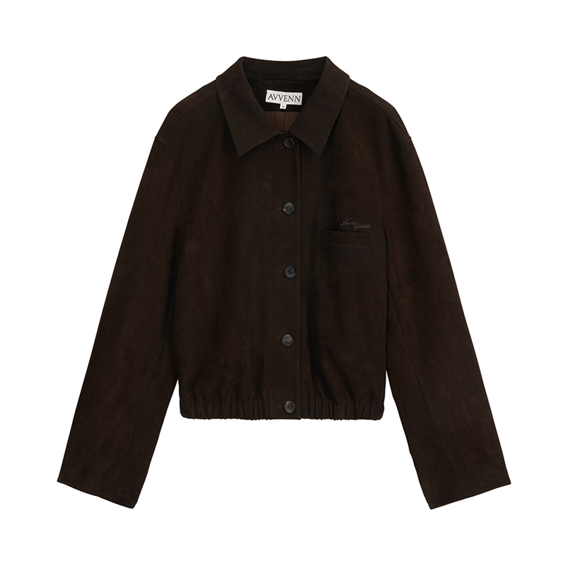 Avvenn2026 Autumn Suede Logo Embroidered Jacket Short Coat for Women 2290Dopdop Buyer Store Avvenn2026 Autumn Suede Logo Embroidered Jacket Short Coat for Women 2290Dopdop Buyer Store